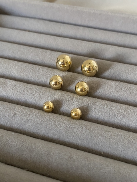 Trio Brincos Esferas Semijoia banho ouro 18k