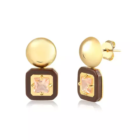 BRINCO AMOUR ESFERA QUADRADO RESINADO COM ZIRCÔNIA