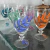 Taça de vidro pintado a mão livre - encomenda nas cores vermelho, azul escuro, azul, verde, laranja e pink ( valor unitário).