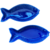 Jogos 2 pratos de peixes decorativos cerâmica ocean azul 28X13 CM - comprar online