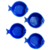 Jogos de 04 pratos cerâmica peixe Ocean azul 14 cm