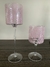 Conjunto castiçais vidro folha rosa 9x30/20cm