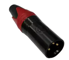 PLUG XLR MACHO - VERMELHO E PRETO ( CANNON MACHO )