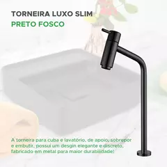 TORNEIRA PARA CUBA E LAVATORIO LUXO SLIM PRETO FOSCO - Diprimeira