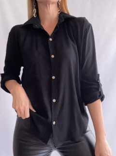 Camisa Lino Manga Larga Lisa Mujer Entallada Premium (470) en internet