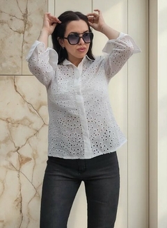 Camisa Broderie Importada Mujer Manga Larga Premium Calada (621) en internet