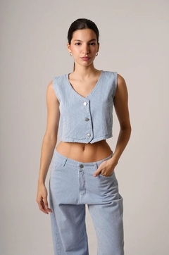 Chaleco Corto Rigido Rayado Tendencia Mujer Con Botones (674) - comprar online