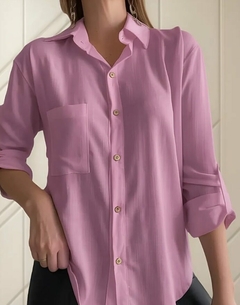 Imagen de Camisa Lino Manga Larga Lisa Mujer Entallada Premium (470)