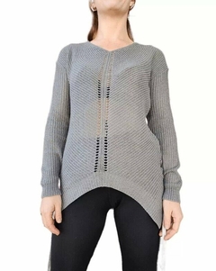 Sweater Largo Hilo Calado Con Tiras Mujer Cuello V Colores (177) - comprar online