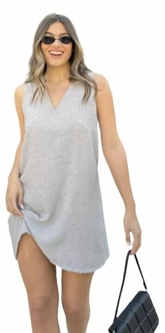 Vestido Corto Mujer Lino Suelto Rayas Amplio Premium (477) - BAKMOR