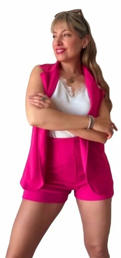 Conjunto Sastrero Verano Creppe Chaleco Y Short Mujer (519) - BAKMOR