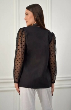 Saco Blazer Manga Con Tul Mujer Verano Elastizado 2 Al 6 (502) - BAKMOR