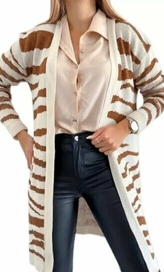 Saco De Hilo Largo Estampado Mujer Spolverino Cardigan (175) en internet