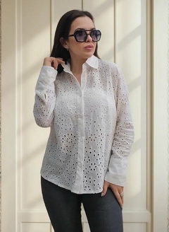 Camisa Broderie Importada Mujer Manga Larga Premium Calada (621) - BAKMOR
