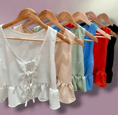 Blusa Chaleco Para Atar Volados Mujer Tendencia (523) en internet
