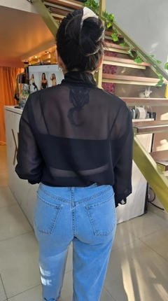 Camisa Manga Larga Tul Moño Mujer Elegante (587) en internet