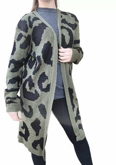 Saco De Hilo Largo Estampado Mujer Spolverino Cardigan (175)