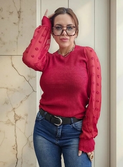 Sweater Importado Manga Princesa Tul Elastizado Premium (618) - tienda online