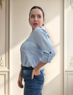 Imagen de Camisa Lino Manga Larga Lisa Mujer Entallada Premium (470)