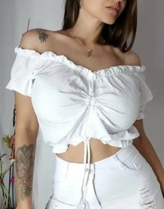 Paisana Crop Top Paisanita Frunce Blusa Fibrana Mujer (345) - comprar online