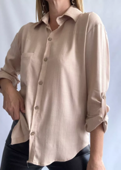 Camisa Lino Manga Larga Lisa Mujer Entallada Premium (470) en internet