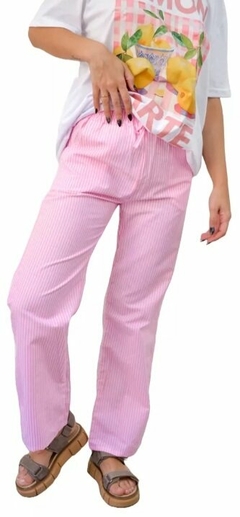 Pantalon Rayado Palazzo Verano Mujer Poplin Bolsillos (510) en internet