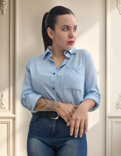Camisa Lino Manga Larga Lisa Mujer Entallada Premium (470) - BAKMOR