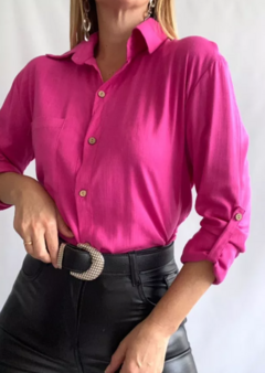 Camisa Lino Manga Larga Lisa Mujer Entallada Premium (470) - tienda online