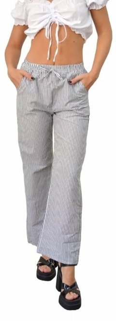 Pantalon Rayado Palazzo Verano Mujer Poplin Bolsillos (510) - comprar online