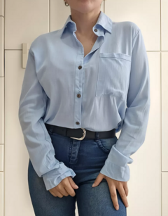Camisa Lino Manga Larga Lisa Mujer Entallada Premium (470)