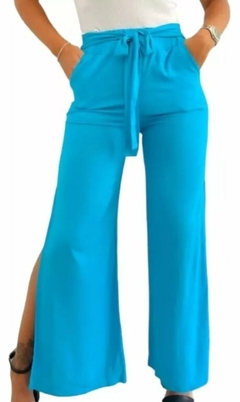 Pantalon Palazzo Lino Con Tajo Y Lazo Mujer Verano (551) - comprar online