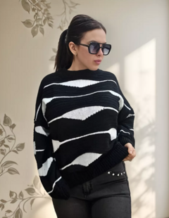 Sweater Hilo Mujer Combinado Tendencia Moda (466)