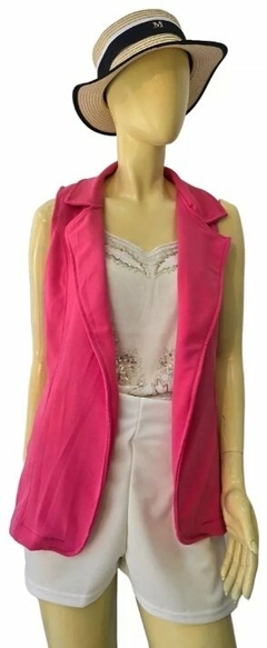 Chaleco Sastrero Crepe Largo Mujer Tendencia Colores (333)