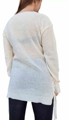 Imagen de Sweater Largo Hilo Calado Con Tiras Mujer Cuello V Colores (177)
