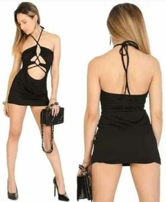 Vestido Corto Mujer Lycra Ajustado Noche Tiras En Escote (76)