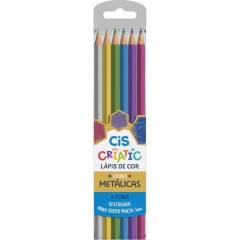 Lápis de Cor Criatic Metálico Sextavado - 6 Cores - Cis