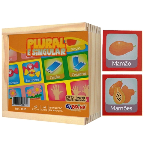 Jogo da memória plural e singular em madeira - ciabrink