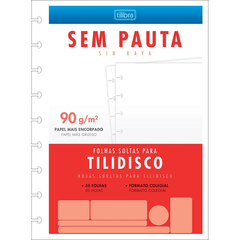Refil sem pauta para caderno tilidisco colegial 50 fls