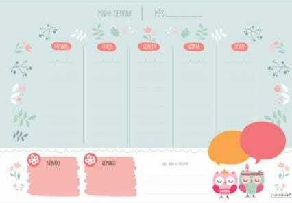 Bloco para planejamento semanal 30 Fls corujinhas