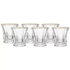JG 06 COPOS BAIXOS CRISTAL 215ML GLACIAL COM BORDA DOURADA HAUSKRAFT