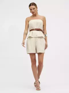 BLUSA LINHO COM CINTO BEGE ITALIAN - loja online