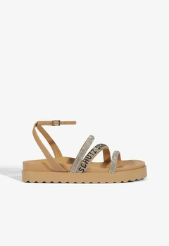 SANDÁLIA PAPETE BRILHO LOGO BEGE SCHUTZ - comprar online