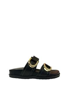 PAPETE LORENA PIRES COURO BLACK FIVELA - comprar online
