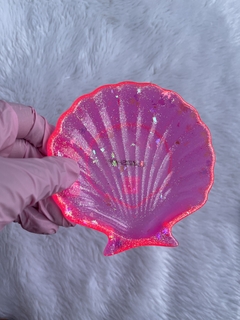 Concha rosa neon com glitter de folinha - comprar online