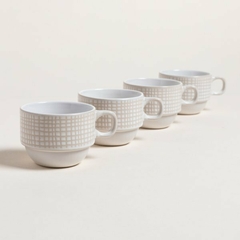 SET X 4 TAZAS SQUARES EN RACK 230 ML