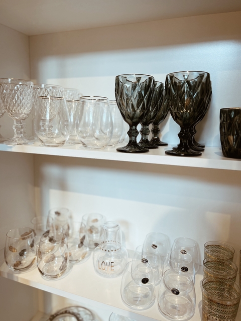 SET X6 VASOS BOMBEE TRANSPARENTE BORDE DORADO 7X13CM