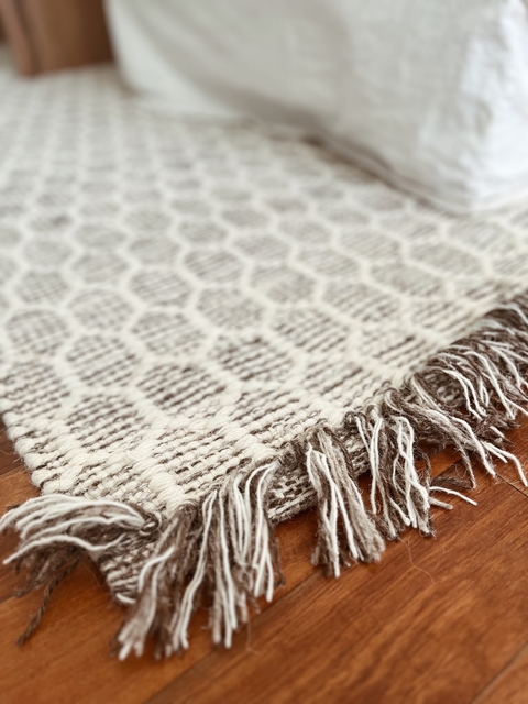 ALFOMBRA BEIGE / BLANCO 150X240 CM LANA - comprar online