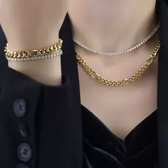 PULSEIRA PEDRA DUPLA BANHADA A OURO 18K - comprar online