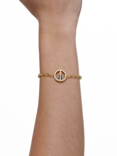 PULSEIRA ELOS PORTUGUÊS NOSSA SENHORA APARECIDA BANHADA A OURO 18K - comprar online