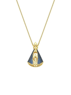 COLAR NOSSA SENHORA DUPLA COR BANHADA A OURO 18K